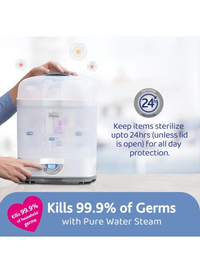Chicco 3 in1 Steam Sterilizer | Microwave Safe | Sterilizes upto 6 Bottles | Kills 99.9% Of Germs | 24hrs Sterilization in 5 Mins | Auto Switch Off |Portable & Travel Friendly | 2 Years Warranty Cover - Image 4